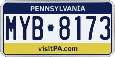 PA license plate MYB8173