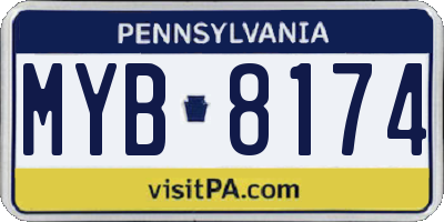 PA license plate MYB8174