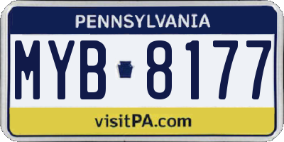 PA license plate MYB8177