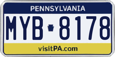 PA license plate MYB8178