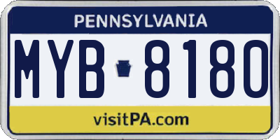 PA license plate MYB8180