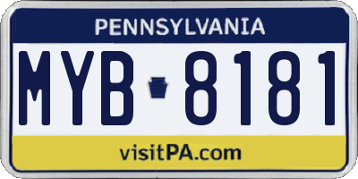 PA license plate MYB8181