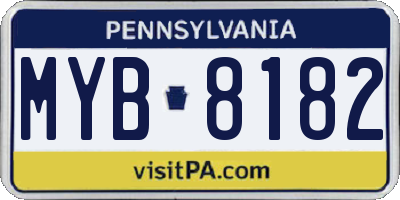PA license plate MYB8182