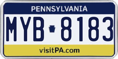 PA license plate MYB8183