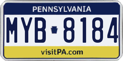 PA license plate MYB8184