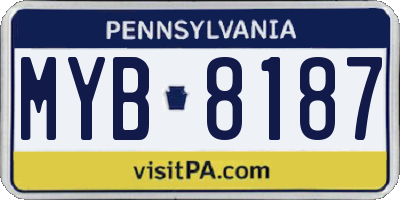 PA license plate MYB8187