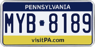 PA license plate MYB8189