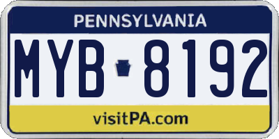 PA license plate MYB8192