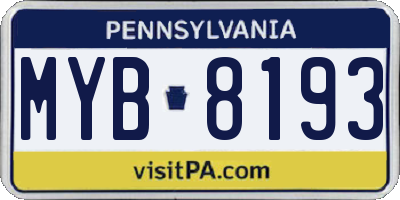 PA license plate MYB8193