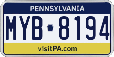 PA license plate MYB8194