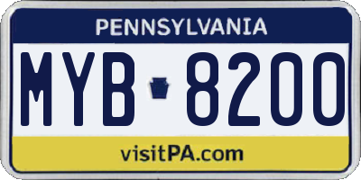 PA license plate MYB8200