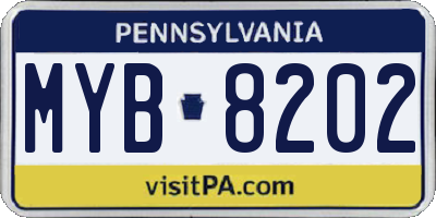 PA license plate MYB8202
