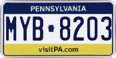 PA license plate MYB8203