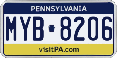 PA license plate MYB8206