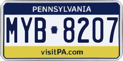 PA license plate MYB8207