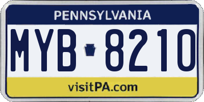PA license plate MYB8210