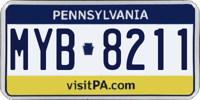 PA license plate MYB8211