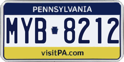 PA license plate MYB8212