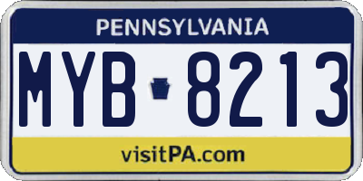 PA license plate MYB8213