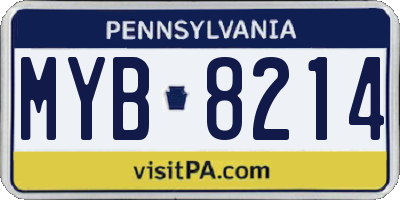 PA license plate MYB8214