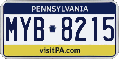 PA license plate MYB8215
