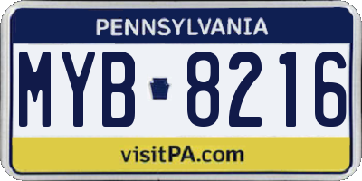 PA license plate MYB8216