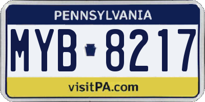 PA license plate MYB8217