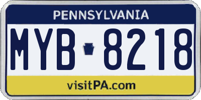 PA license plate MYB8218