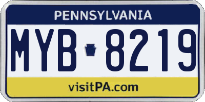 PA license plate MYB8219