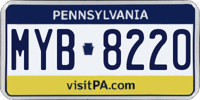 PA license plate MYB8220