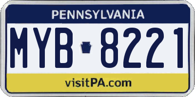 PA license plate MYB8221