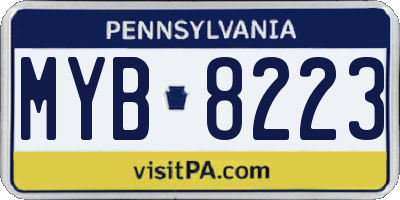 PA license plate MYB8223