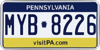 PA license plate MYB8226