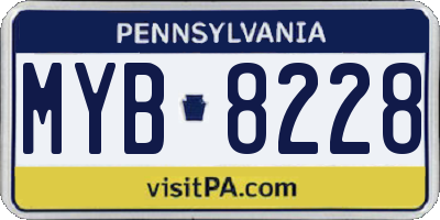PA license plate MYB8228