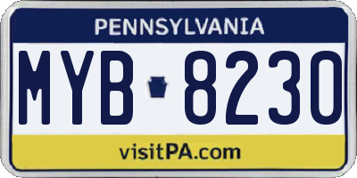 PA license plate MYB8230