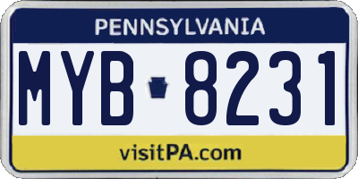 PA license plate MYB8231
