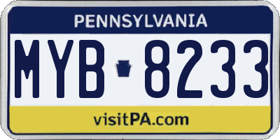 PA license plate MYB8233