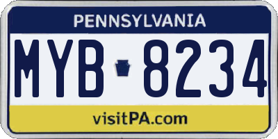 PA license plate MYB8234