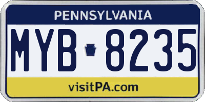 PA license plate MYB8235