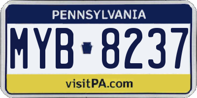 PA license plate MYB8237