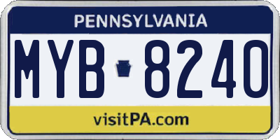 PA license plate MYB8240