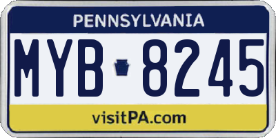 PA license plate MYB8245