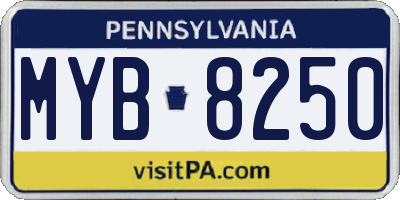 PA license plate MYB8250