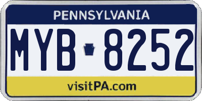 PA license plate MYB8252