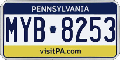 PA license plate MYB8253