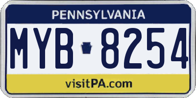 PA license plate MYB8254