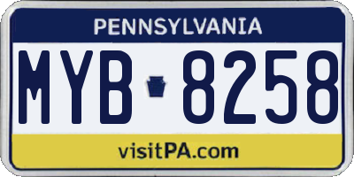PA license plate MYB8258