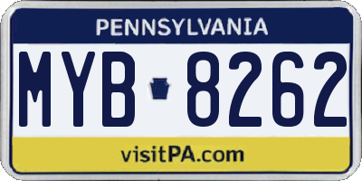 PA license plate MYB8262