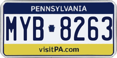 PA license plate MYB8263