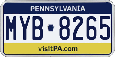 PA license plate MYB8265